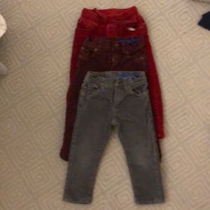 Lot of 3 2T slimfit corduroys crewcuts & gap.